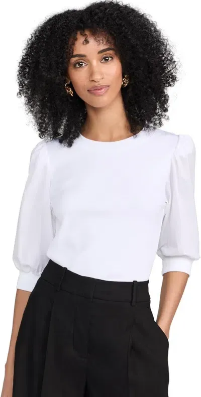 Veronica Beard Coralee Crewneck Top In White