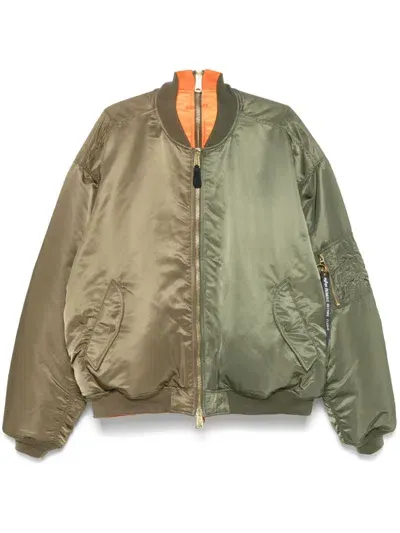 Vetements X Alpha Industries Double Zip Bomber Jacket In Green