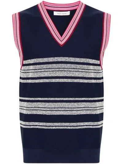 Wales Bonner Shade Knit Vest In Blue