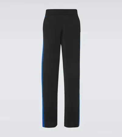 Wales Bonner Tide Straight-leg Striped Knitted Track Pants In Black