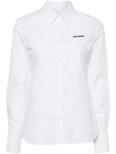 We11 Done Logo-embroidered Cotton Shirt In White