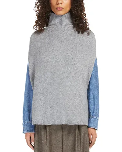 Weekend Max Mara Cashmere Poncho Sweater In Pearl Grey