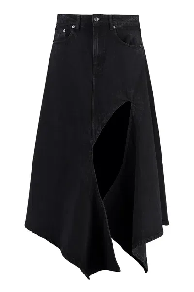 Y/project Denim Skirt In Black