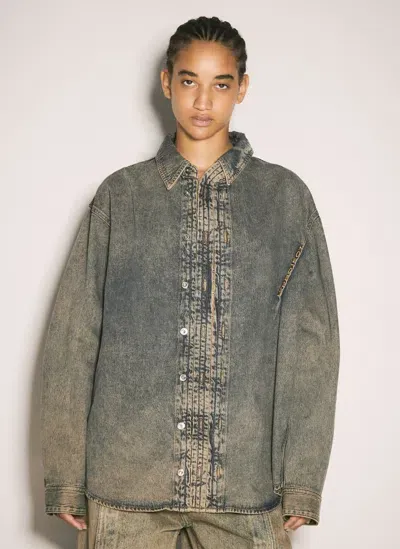 Y/project Hook And Eye Denim Shirt In Grey