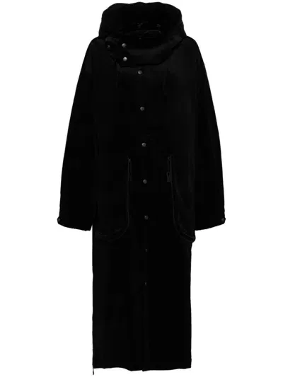 Yohji Yamamoto Hooded Trench Coat In Black