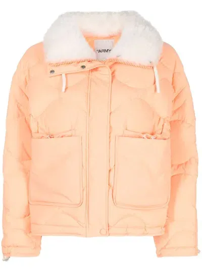 Yves Salomon Concealed-fastening Padded Jacket In Orange