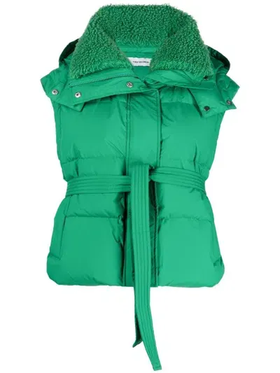 Yves Salomon Down-filled Belted Gilet In Green