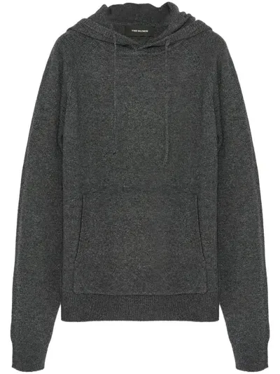 Yves Salomon Knit Hoodie In Grey