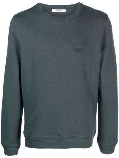 Zadig & Voltaire Stony Skull Cotton Sweatshirt In Vert_de_gris