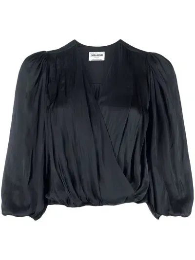 Zadig & Voltaire Drapierte Satinbluse In Black