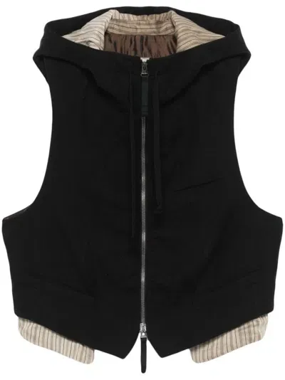 Ziggy Chen Hooded Waistcoat In Black