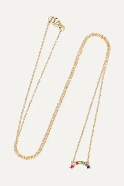 Andrea Fohrman Gold Single Row Multi-stone Rainbow Necklace