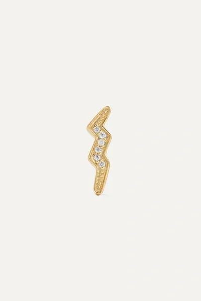 Andrea Fohrman Mini Lightning Bolt 14-karat Gold Diamond Earring