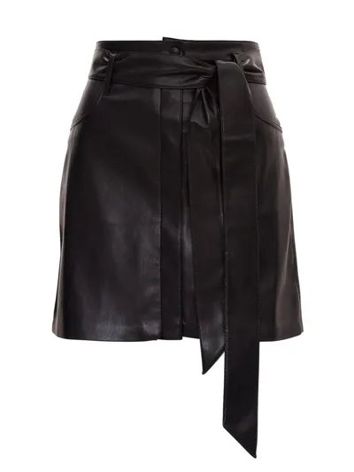 Nanushka Meda Belted Vegan Leather Mini Skirt In Black