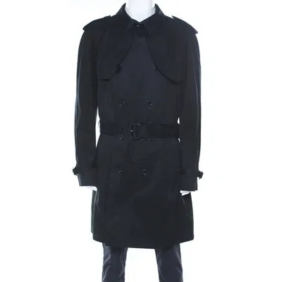 Pre-owned Dolce & Gabbana Black Cotton Double Breasted Belted Coat Xxl