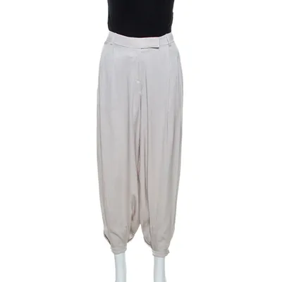 Pre-owned Alexander Mcqueen Cream Sheen Silk Balloon Pants S