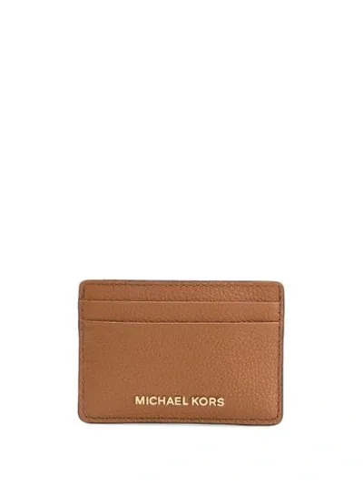 Michael Kors Pebbled-effect Leather Cardholder In Brown