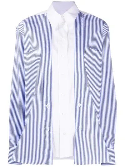 Stella Mccartney Elaina Paneled Striped Cotton-poplin Shirt In Blue And White