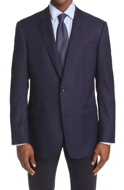 Giorgio Armani Slim Fit Virgin Wool Blazer In Solid Dark Blue