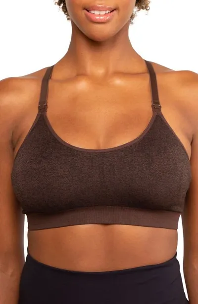 Modern Eternity Seamless Nursing Sports Bra In Chocolate Jacquard