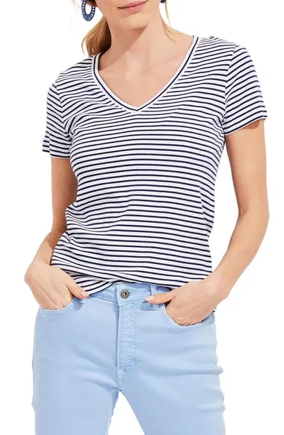 Vineyard Vines Simple Stripe V-neck T-shirt In White Stripe