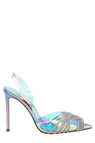 Aquazzura Rhinestone-embellished Sling-back Stilettos In Ice