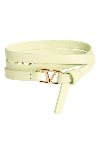 Valentino Garavani Double Wrap V Logo Leather Bracelet In Ambrosia