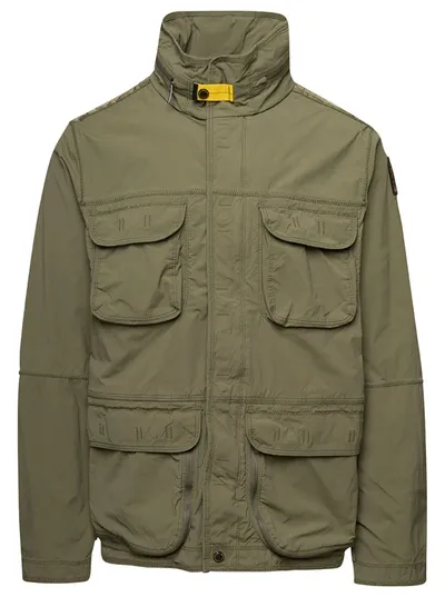 Parajumpers Celsius Military Green High Neck Jacket With Patch Pocket In Cotton Blend Man In Grey