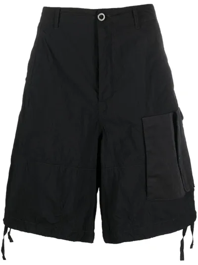 Ten C Drawstring Cotton Cargo Shorts In Black