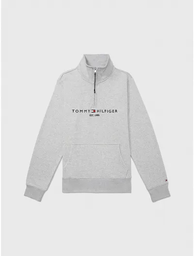 Tommy Hilfiger Mockneck Logo Sweatshirt In Grey Heather