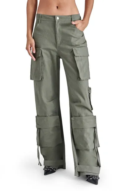 Steve Madden Duo Wide Leg Cargo Pants In Dusty Olive