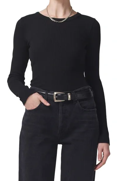 Citizens Of Humanity Adeline Rib Long Sleeve Top In Black