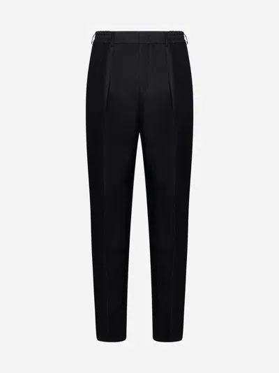 Fendi Stretch Cotton-blend Trousers In Black