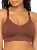 Curvy Couture Smooth Seamless Comfort Wire-free Bra In Chocolate