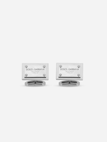 Dolce & Gabbana Logo-plaque Square Cufflinks In Silver