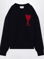 Ami Alexandre Mattiussi Adc Logo-intarsia Wool Sweater In Navy