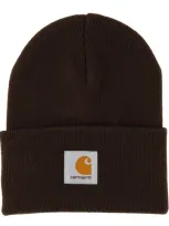 Carhartt Logo-appliqué Beanie In Brown