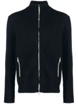 Eleventy High-neck Knitted Cardigan In Black