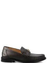 Fendi Ff-plaque Leather Squared Loafers In Brown