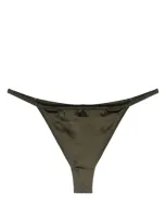 Maison Close Satin Silk Thong In Green