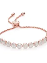 Monica Vinader Rose Gold Fiji Mini Button Friendship Chain Bracelet Diamond