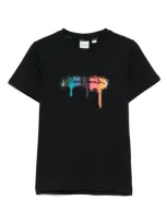 Paul Smith Junior Kids' Artist Stripe Paint T-shirt In Black