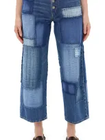 Polo Ralph Lauren Patchwork Crop Denim Satchie Wash In Blue