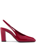 Prada Modellerie Vernice Patent Leather Slingback Pumps In Cherry