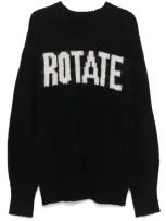 Rotate Birger Christensen Logo-intarsia Sweater In Black