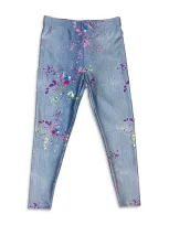 Terez Girls' Slim Fit Stretch Denim Paint Splatter Leggings - Little Kid, Big Kid In Blue