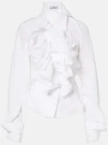 Vivienne Westwood Wizard Frill Ruffled Cotton Shirt In White